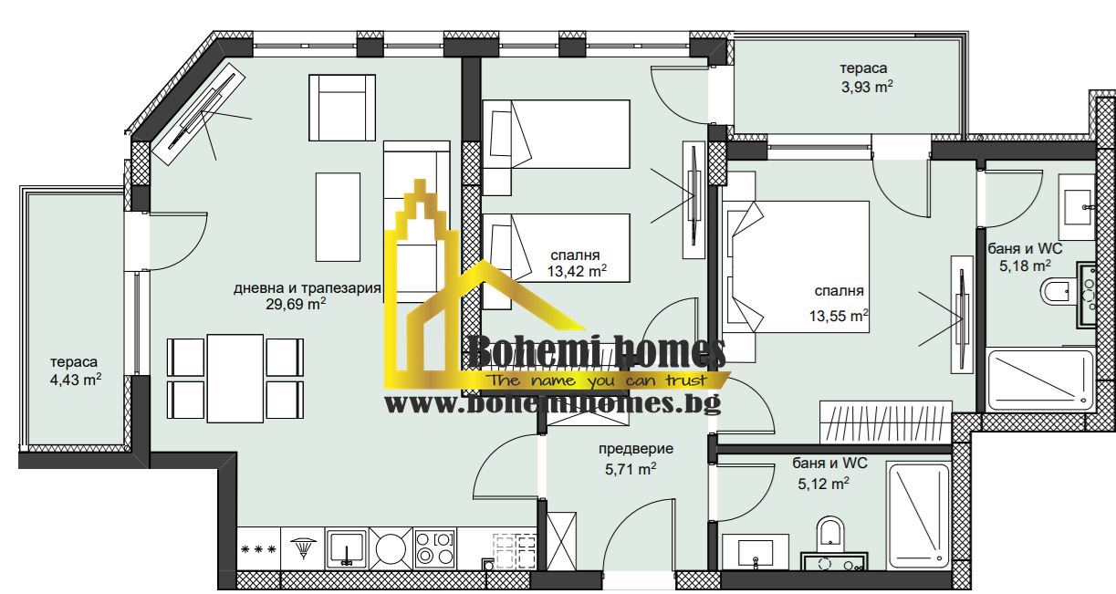 1200 € / кв. м. Продажба на Двустайни и Тристайни Апартаменти в Пловдив - 0