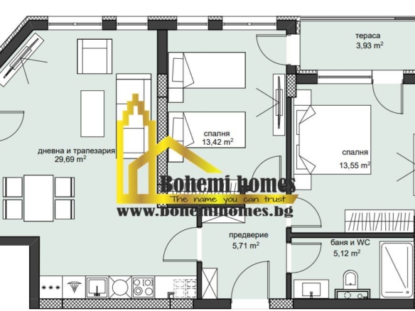 1300 € / кв. м. Продажба на Двустайни и Тристайни Апартаменти в Пловдив - 0