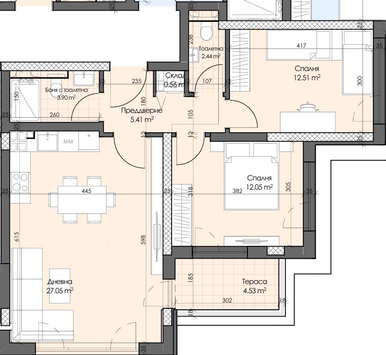 Тристаен Апартамент на зелено в Кършияка | Пловдив: АКТ 14 - 0